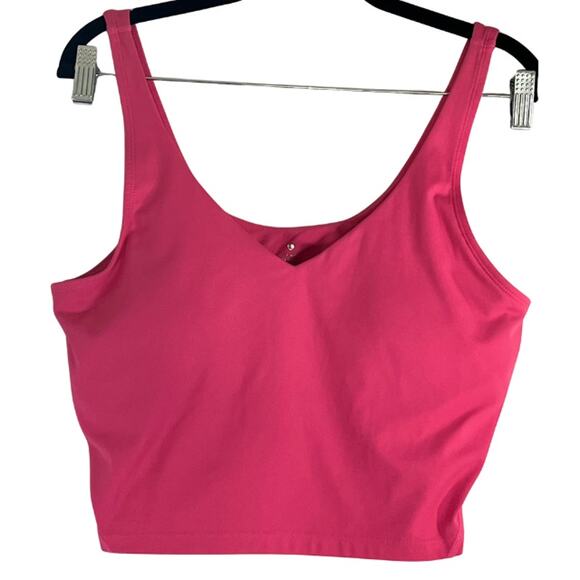 Hot Pink Soft V-Neck Athletic Padded Sports Bra Tank Reg Size Large - Picture 1 of 1